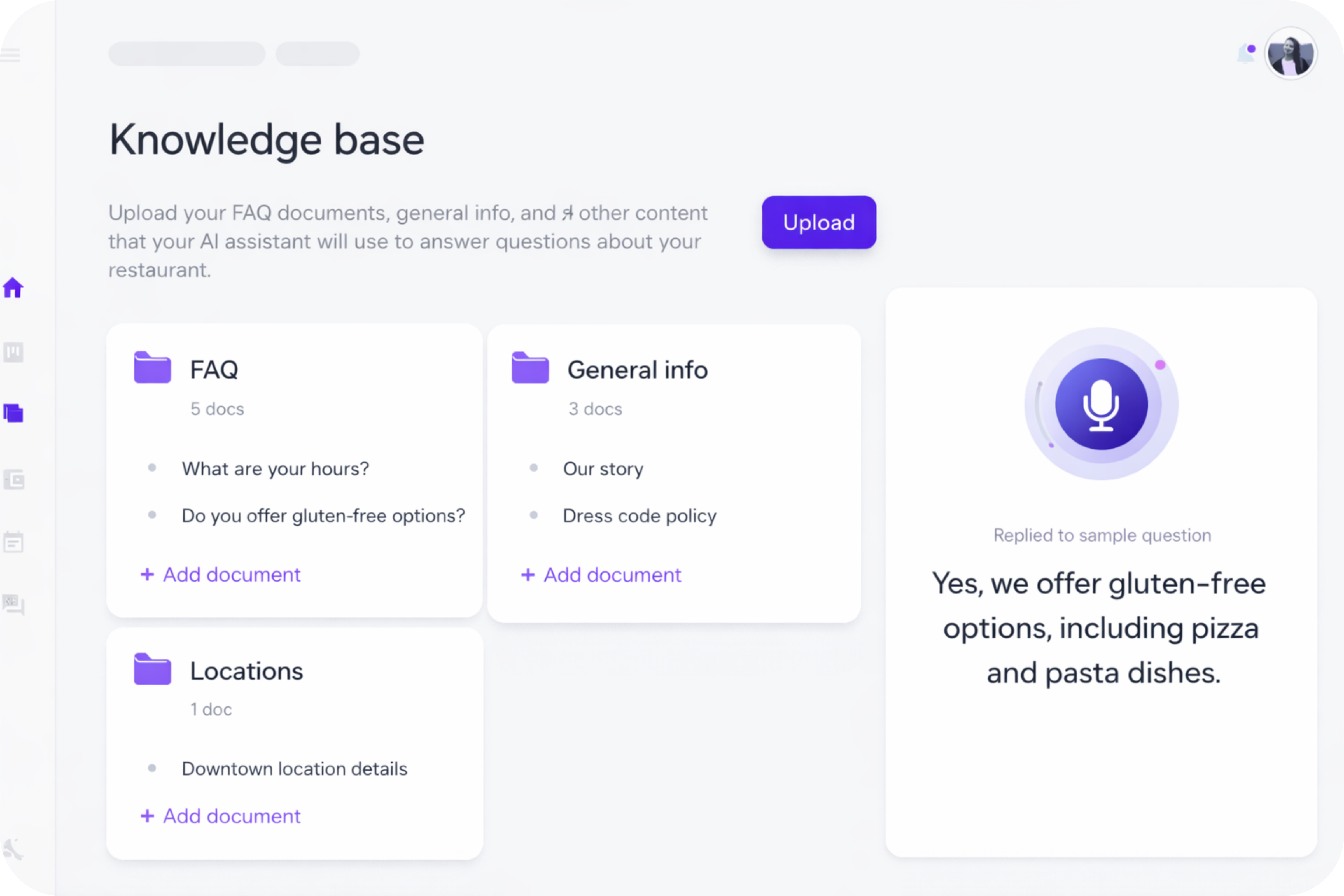 Knowledge base upload